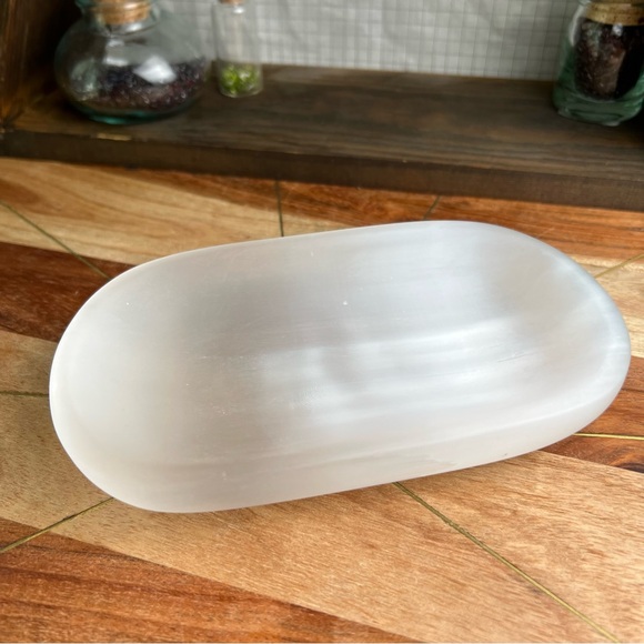 selenite Other - Satin spar oblong bowl